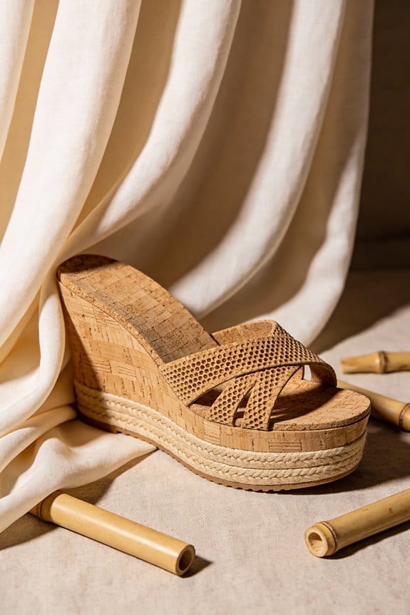 cork wedges enhance outfit elegance