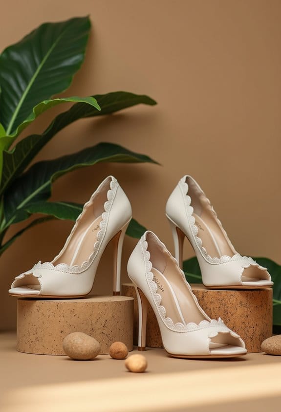 elegant scalloped wedding heels